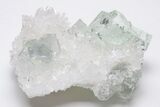Glass-Clear, Green Cubic Fluorite Crystals on Quartz - China #205619-2